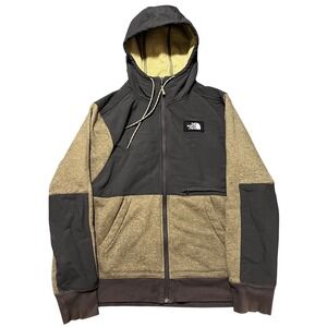 The North's Face Sherpa Tech Full Zip Jacket Mens Large Green Gray Lined Hoodie